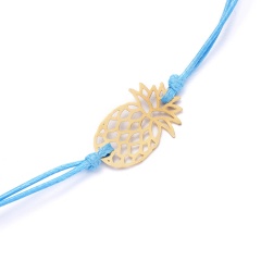 Wish Card Alloy Gold Color Pineapple Charm Bracelet for Lovers Red String Weave Bracelets Women Men's Wish Jewelry Gift 5 Colors BLUE