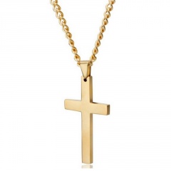 Stainless Steel Cross Link Chain Men Metal Gold/Silver Pendant Necklace Jewelry Gold