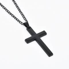 Stainless Steel Cross Link Chain Men Metal Gold/Silver Pendant Necklace Jewelry Black