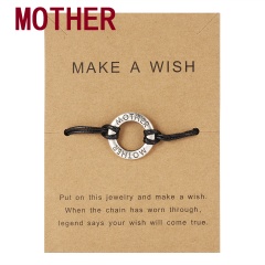 Make a Wish Card Sister Mother Grandma Family Best Friends Charm Bracelets Letter Engraved Friendship Forever Women Jewelry Gift Mother