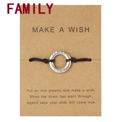 Make a Wish Card Sister Mother Grandma Family Best Friends Charm Bracelets Letter Engraved Friendship Forever Women Jewelry Gift Family
