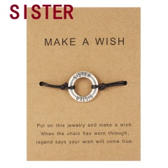 Make a Wish Card Sister Mother Grandma Family Best Friends Charm Bracelets Letter Engraved Friendship Forever Women Jewelry Gift Sister