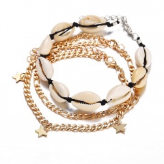Rinhoo 1Set Trendy Popular Simple Shell Heart Star Geometric Pendant Anklet For Women's Fashion Jewelry Gift Anklet 1