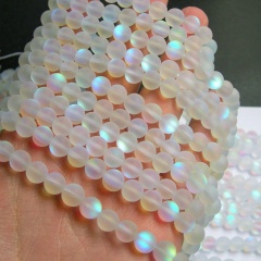 white frosted glitter stone glass moonstone loose beads DIY crystal jewelry accessories White