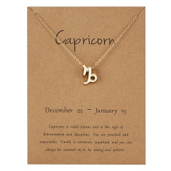 Fashion Women Constellations Pendant Necklace Gold Clavicle Chain Card Jewelry Capricorn