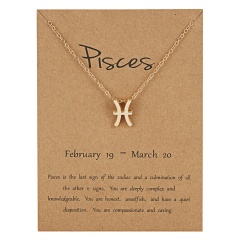 Fashion Women Constellations Pendant Necklace Gold Clavicle Chain Card Jewelry Pisces
