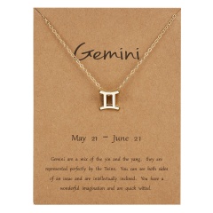 Fashion Women Constellations Pendant Necklace Gold Clavicle Chain Card Jewelry Gemini