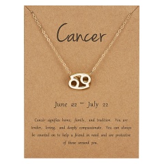 Fashion Women Constellations Pendant Necklace Gold Clavicle Chain Card Jewelry Cancer