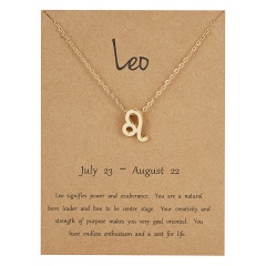 Fashion Women Constellations Pendant Necklace Gold Clavicle Chain Card Jewelry Leo