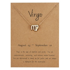 Fashion Women Constellations Pendant Necklace Gold Clavicle Chain Card Jewelry Virgo