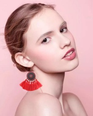 Fashion Bohemia Sunflower Tassel Fringe Drop Dangle Stud Earring Women Jewelry red