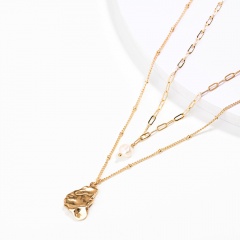 Boho Women Multilayer Long Chain Pendant Crystal Shell Choker Necklace Jewelry Pearl pendant
