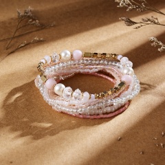 9Pcs/Set Women Bohemian Beaded Adjustable Bracelet & Bangle Rice Beads Elastic Bracelet Set Jewelry Beads 1