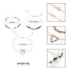 Rinhoo 3pcs/set Bohemian Bead Bracelet Crystal Heart Star Tassel Adjustable rope Bracelet Fashion Charm Bracelet Gift For women beads 1