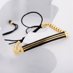 4mm copper beads zircon adjustable braided bracelet fashion jewelry gift for women girls bracelet gold