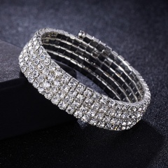 Crystal Rhinestone Stretch Bracelet Bangle Wristband Wedding Bridal Jewelry Gift 4 Rows