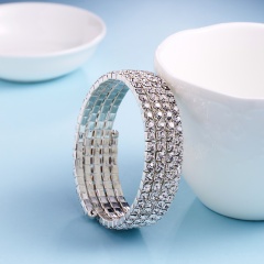 4 rows Woman Bracelet Crystal Rhinestone Stretch Bracelet Bangle Wristband Elastic Wedding Bridal Jewelry bracelet