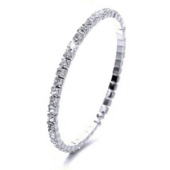 Rihoo Hot Fashion 1 Row Rhinestone Wedding Bridal Bracelet Bangle gold silver Wristband Women Jewelry gift fashion silver