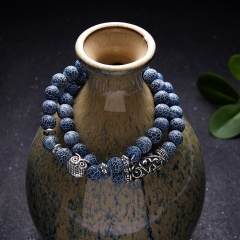2 pcs/set owl natural stone bracelet Men women fashion bracelet gift jewelry blue