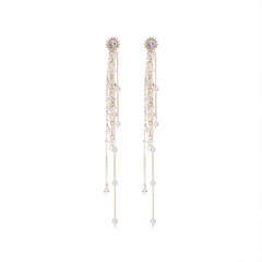 Luxury Women Dreamcatcher Pearl Tassel Earrings Long Chain Drop Dangle Jewelry Crystal Tassel