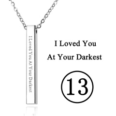 Rectangular Pendant Stainless Steel With Lettering Necklace 13