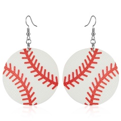 Fashion Women Sport Ball Leather Earrings Boho Teardrop Dangle Ear Stud Jewelry baseball