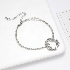 Rinhoo heart bracelet silver alloy hollow heart ball shape geometric charm Bracelet fashion jewelry for women heart shape