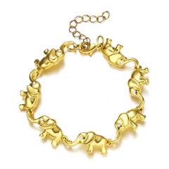 7 Elephant Inlay Rhinestone bracelet Gold