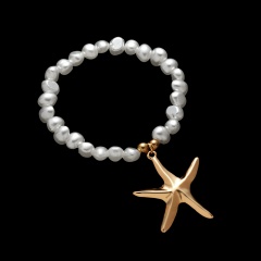 Rinhoo Pearl Women Bracelets & Bangles Charm starfish scallop seashell pearls elasticity bracelet fashion jewelry gift bracelet starfish