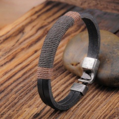 Vintage Leather Rope Braided Bracelet Men's Punk Bracelet Jewelry Gift black