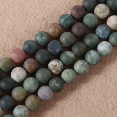 Green Striped Agate Natural Stone DIY Bracelet Beaded Frosted Indian Agate
