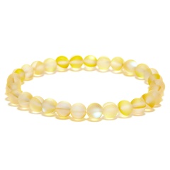 6mm Multicolor Frosted Moonstone Beads Elastic Bracelet Yellow