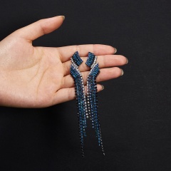 Luxury Simple Crystal Tassel Dangle Earrings Geometric Jewelry crystal earrings