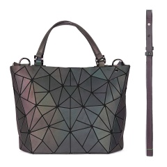 Geometric Laser Bag Luminous Hand Bag Ringer Bag38*26*13cm Black