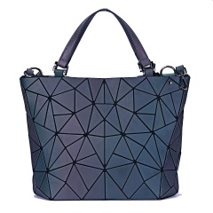 Luminous bag Women Geometry Tote Quilted Shoulder Bags Hologram Laser Plain Folding Handbags geometric Large capacity Large Size