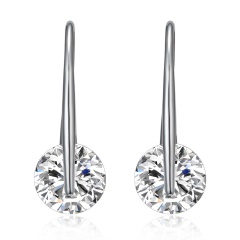 1 Pair Simple Crystal Stud Earrings Zircon Dangle Ear Clip Jewelry Silver