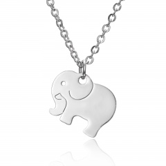 Silver Stainless Steel Animal Cat Elephant Pendant Necklace Fashion Jewelry Gift Elephant
