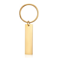 Personalized Stainless Steel Custom Name Engraved Bar Keyring Keychain Best Gift Gold