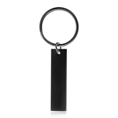 Personalized Stainless Steel Custom Name Engraved Bar Keyring Keychain Best Gift Black