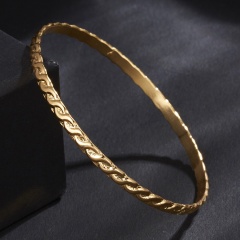 Rinhoo New Gold Color Bangles For Women Bangles & Bracelets Jewelry Bangles Gift Lady Girls Wedding Twisted Embossed Bracelet gold
