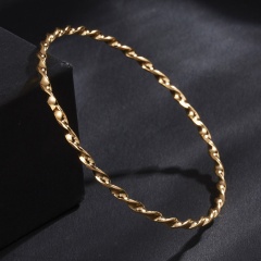 Rinhoo 2019 Hot Fashion Gold Color Trendy Bracelet Bangle Women Jewelry Summer Style Simple Twisted Small Twist Pattern Bracelet gold 1