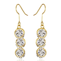 Shiny Crystal Dangle Earrigns Geometric Zircon Earrings Birthday Girls Gifts Round-Gold