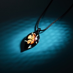 Gold Foil Drop Flower Leaf Lampwork Glass Murano Pendant Necklace Red