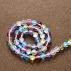 white frosted glitter stone glass moonstone loose beads DIY crystal jewelry accessories Colorful