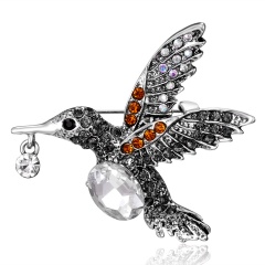 Rinhoo New Lady Fashion Rhinestone Brooch Pins Women Delicate Cute Animal Owl Butterfly Insect Enamel Brooches Lover Jewelry Hummingbird