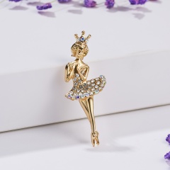 Rinhoo 2019 Hot Fashion Temperament Ballet Girl Cartoon Metal Rhinestone Pin Brooches Women Brooch Pins Jewelry Bride Weddings Dancer1