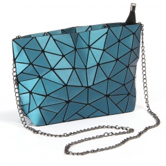 Women Chain Shoulder Bag Luminous sac Bag Zipper bag Geometry Messenger Bags Plain Folding Crossbody Bags Lake Blue