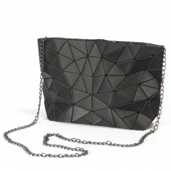 Women Chain Shoulder Bag Luminous sac Bag Zipper bag Geometry Messenger Bags Plain Folding Crossbody Bags Black