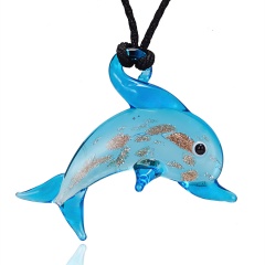 Dolphin Animal Glass Necklace 6 Colors To Choose Blue Dolphin