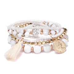 6PCS/Lot Bracelet Women Fashion Beads Bracelets Multilayer Seed Bead Coin Charm Tassel Bracelet Set Female Wristband Jewelry Party Gift 6pcs/set Bracelet 2